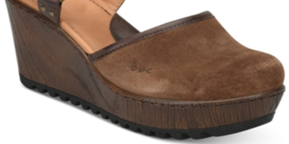 BOC Rina Leather Ankle Strap Wedge Heels Feminino Preto Tamanho 10 M