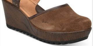 BOC Rina Leather Ankle Strap Wedge Heels Feminino Preto Tamanho 10 M