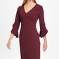 Vestido curto feminino DKNY com manga sino e decote em V, roxo, tamanho 16