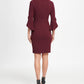 Vestido curto feminino DKNY com manga sino e decote em V, roxo, tamanho 16