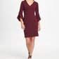 Vestido curto feminino DKNY com manga sino e decote em V, roxo, tamanho 16