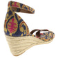 Sapatos femininos Nine West Jeranna Mixed Media com tira no tornozelo, alpargatas, azul, tamanho 9 M