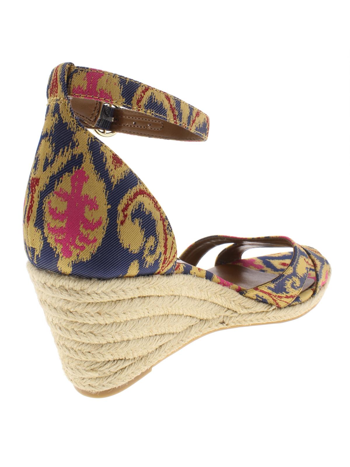 Sapatos femininos Nine West Jeranna Mixed Media com tira no tornozelo, alpargatas, azul, tamanho 9 M