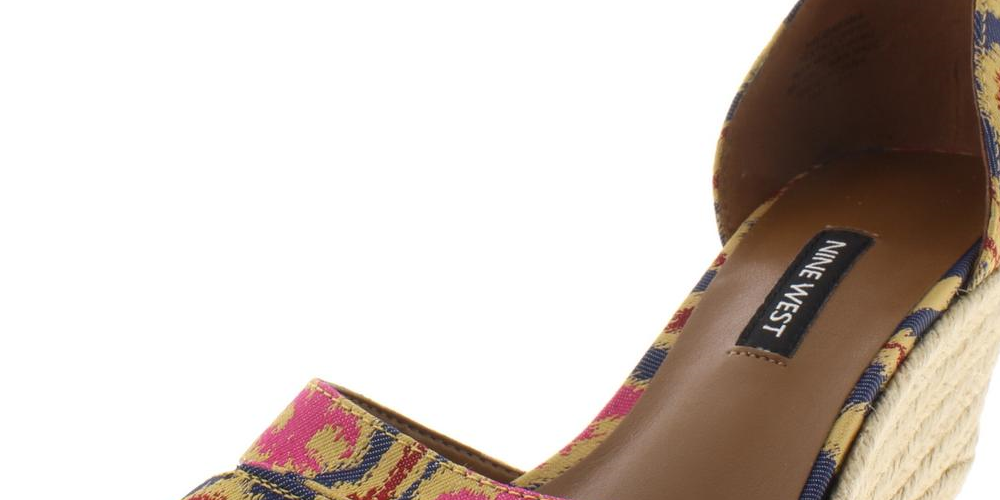 Sapatos femininos Nine West Jeranna Mixed Media com tira no tornozelo, alpargatas, azul, tamanho 9 M