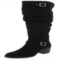 Botas Madden Girl Femininas de Camurça Sintética, Cano Alto, Pretas, Tamanho 5 M