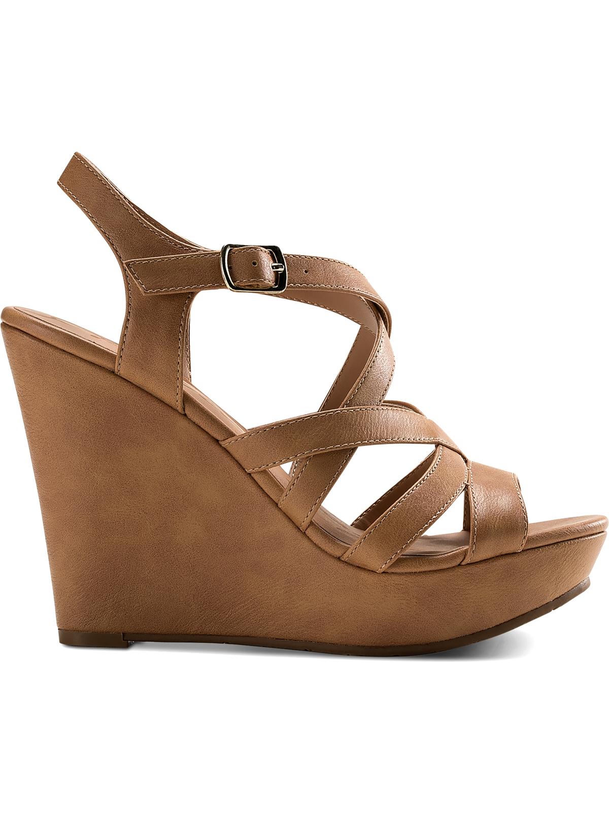 American Rag Arielle Faux Leather Straps Wedges para mulheres, marrom, tamanho 8,5 M
