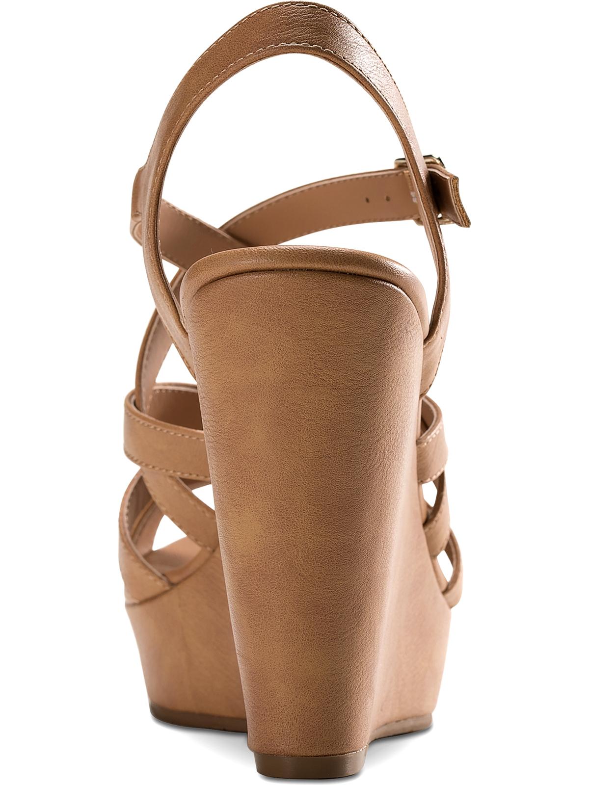 American Rag Arielle Faux Leather Straps Wedges para mulheres, marrom, tamanho 8,5 M