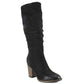 Botas femininas White Mountain com salto alto, bico fino, acolchoado, franzido, Trunell, amêndoa, salto alto, zíper, tamanho 7,5 M