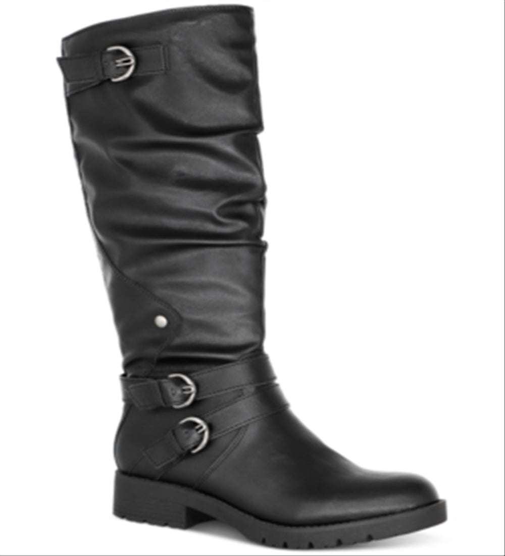 Botas de combate femininas American Rag Brinley com bico fechado e cano médio, pretas, tamanho 11 M