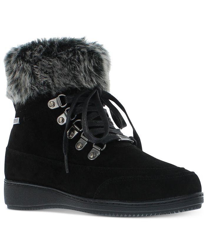 Botas de inverno impermeáveis ​​Khombu Francie Suede femininas, pretas, tamanho 6 M