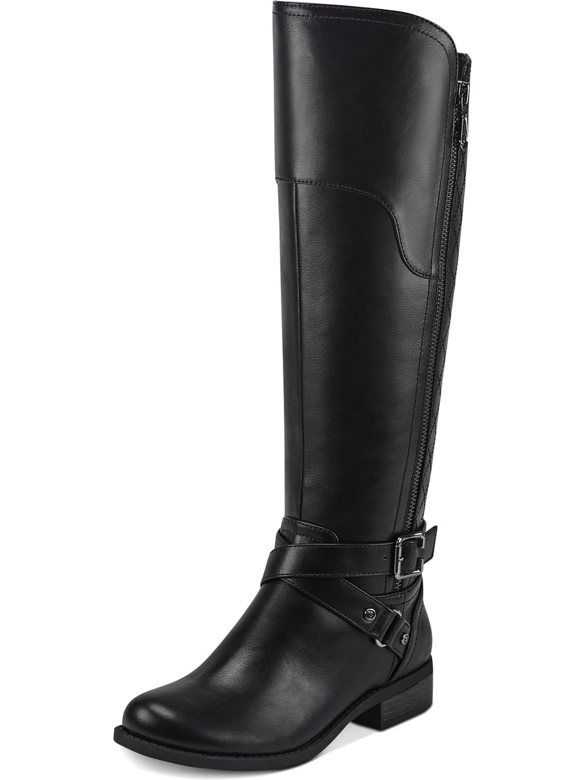 Botas de montaria Guss Haydin Faux Leather para mulheres, pretas, tamanho 8 MW