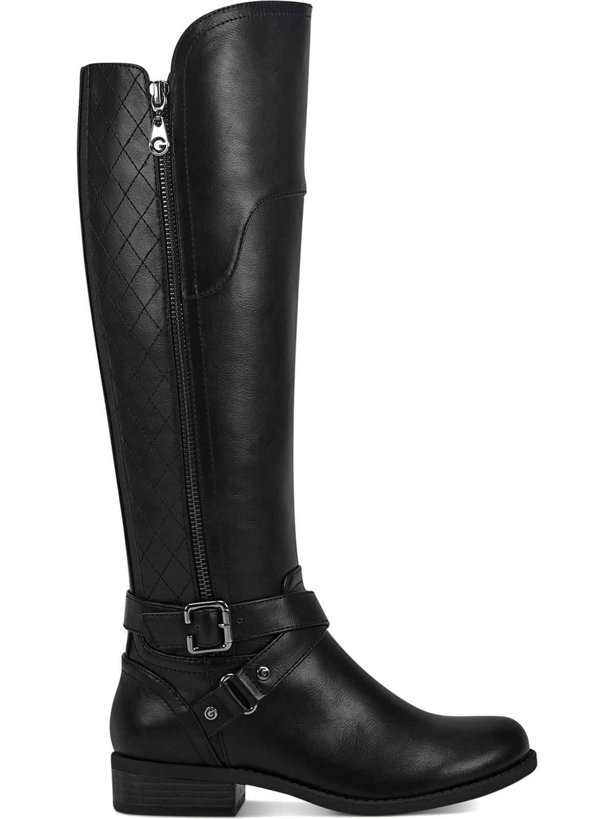 Botas de montaria Guss Haydin Faux Leather para mulheres, pretas, tamanho 8 MW