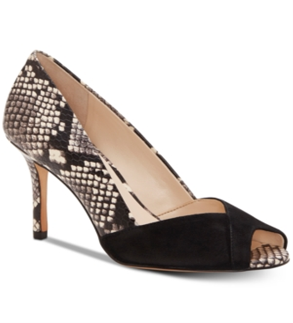 Enzo Angiolini Delsia Couro Peep Toe Clássico Feminino Preto Tamanho 8 M