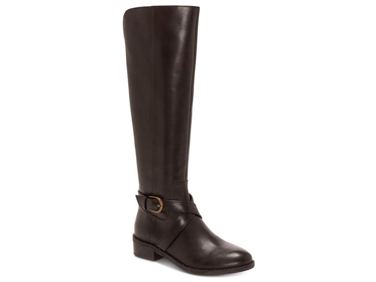 Botas femininas de couro Fadoral, bico redondo, cano alto, marrom, tamanho 9, da INC International Concepts