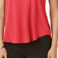 Blusa feminina Alfani de seda lisa, manga curta, gola alta, tamanho pequeno, vermelha