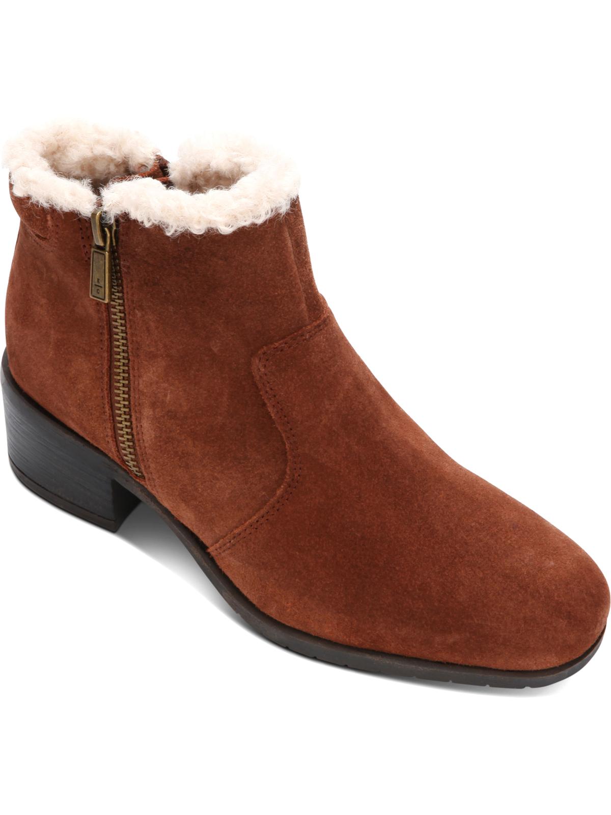 Botas femininas Kenneth Cole Reaction Salt Zip Cozy Suede, tamanho 8,5 M, marrom