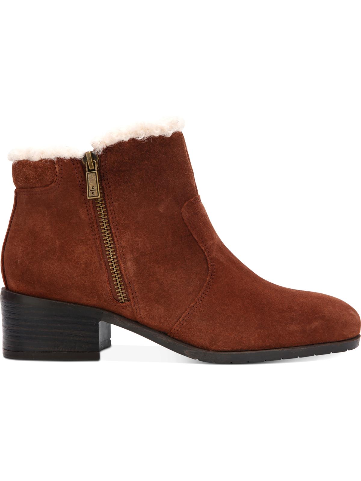 Botas femininas Kenneth Cole Reaction Salt Zip Cozy Suede, tamanho 8,5 M, marrom