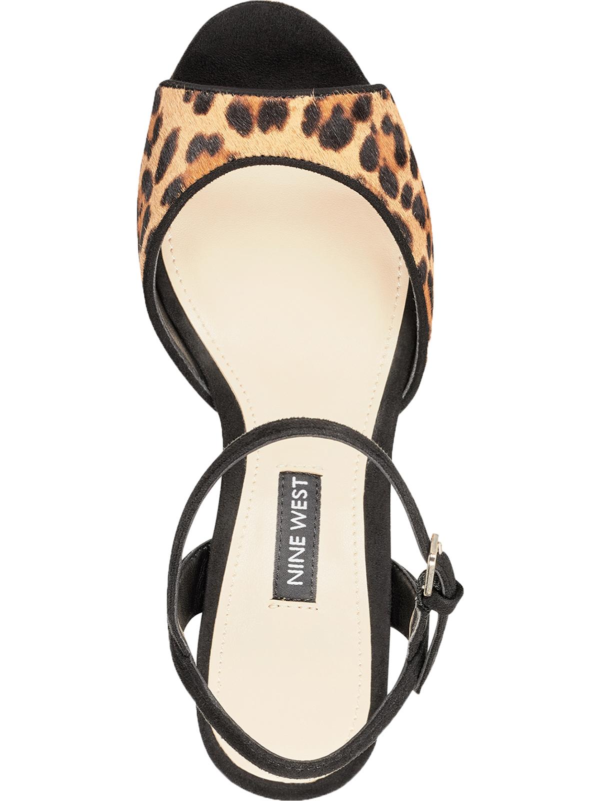 Sandália Gail Leopard Feminina Nine West Marrom Tamanho 7 M