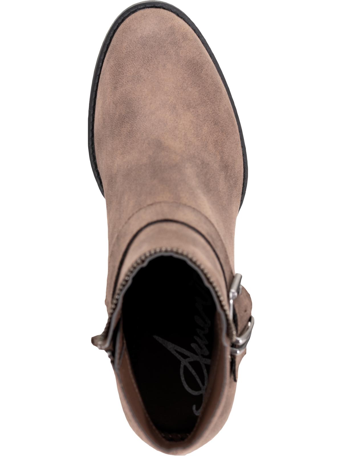 Botas de cano curto femininas American Rag Milly Nubuck com salto bloco, marrom, tamanho 7 M