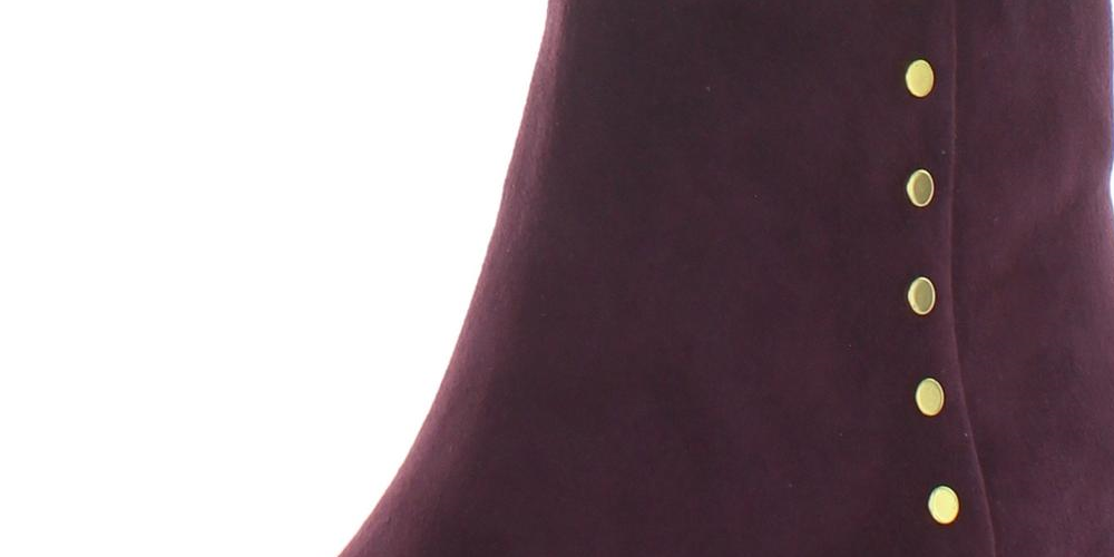 Ralph Lauren Botas de couro femininas com zíper e bico fino, tamanho 7 B, vermelhas