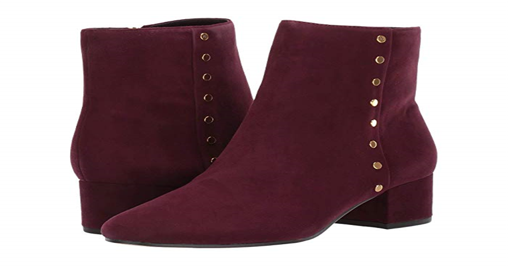 Ralph Lauren Botas de couro femininas com zíper e bico fino, tamanho 7 B, vermelhas