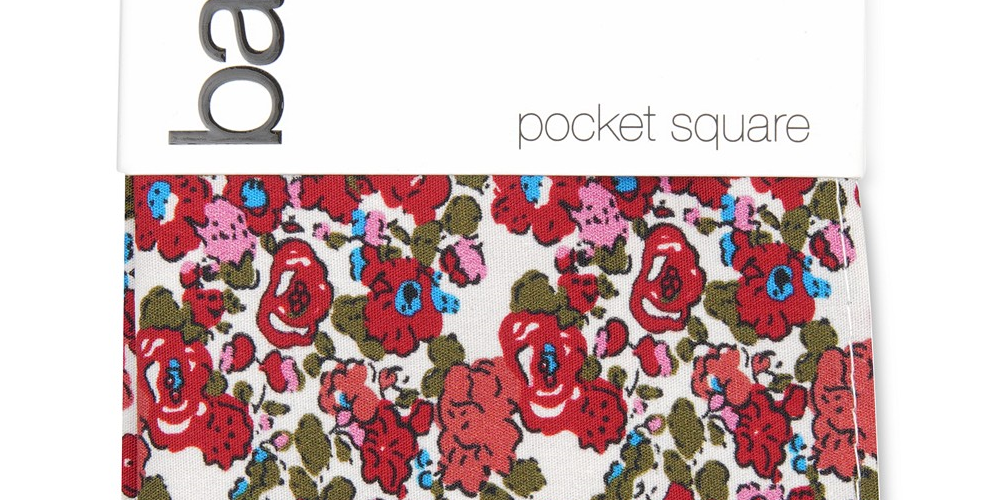 Lenço de bolso floral Charter masculino Bar III vermelho tamanho regular