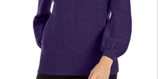 Alfani Suéter Feminino Gola Falsa Enfeitado Roxo Tamanho Pequeno