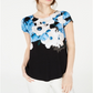 Blusa Alfani Feminina com Estampa de Ondas e Gola Alta Azul Tamanho Pequeno