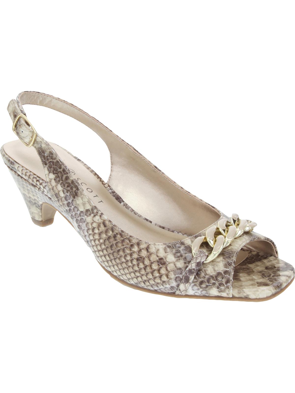 Sandálias Karen Scott Amberr Texturizadas Peep Toe Slingback Marrom Tamanho 5 M