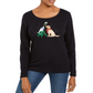 Karen Scott Camisa Feminina Pequena com Enfeites para Festas, Preta, Tamanho Pequeno M