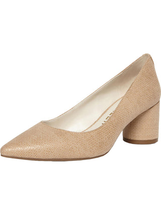 Anne Klein Nora Slip-on Feminino Bico Fino Salto Bloco Bege Tamanho 5M