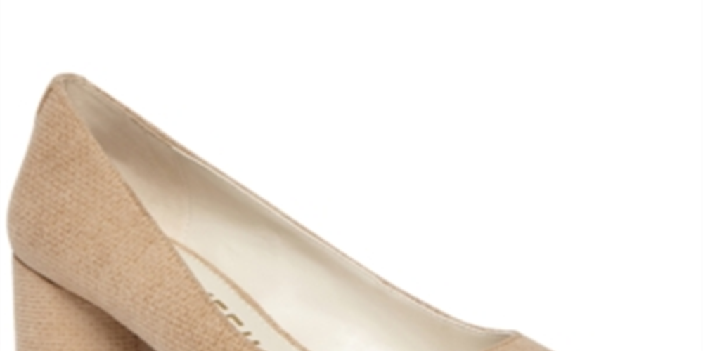 Anne Klein Nora Slip-on Feminino Bico Fino Salto Bloco Bege Tamanho 5M