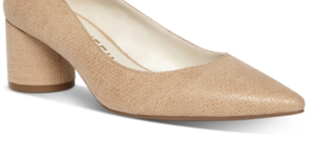 Anne Klein Nora Slip-on Feminino Bico Fino Salto Bloco Bege Tamanho 5M