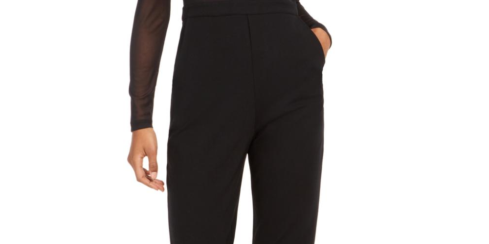 Macacão feminino Leah da French Connection, gola falsa, preto, tamanho 10