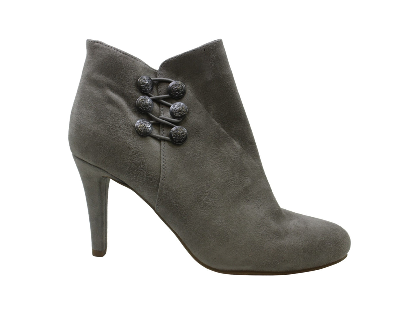 Botas femininas Rialto Cairo Fabric com bico fechado e cano curto, cinza, tamanho 10 M