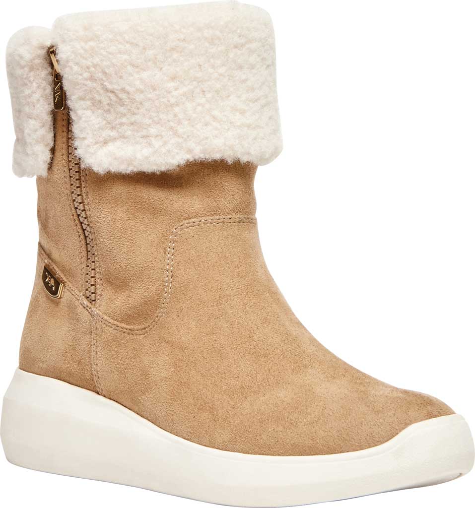 Botas de chuva femininas Anne Klein com bico redondo e zíper, tamanho 9,5 M, marrom