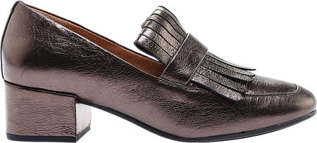 Gentle Souls Mocassim de couro com salto Pewter Ethan feminino, cinza, tamanho 9,5