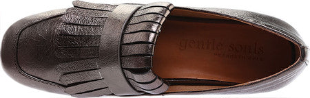 Gentle Souls Mocassim de couro com salto Pewter Ethan feminino, cinza, tamanho 9,5