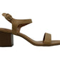 Sandálias femininas estilo &amp; co mollee de couro peep toe casuais slingback marrom tamanho 7 m