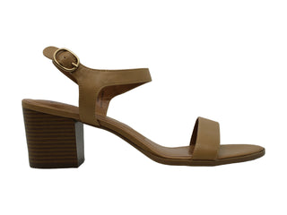 Sandálias femininas estilo &amp; co mollee de couro peep toe casuais slingback marrom tamanho 7 m