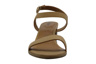 Sandálias femininas estilo &amp; co mollee de couro peep toe casuais slingback marrom tamanho 7 m