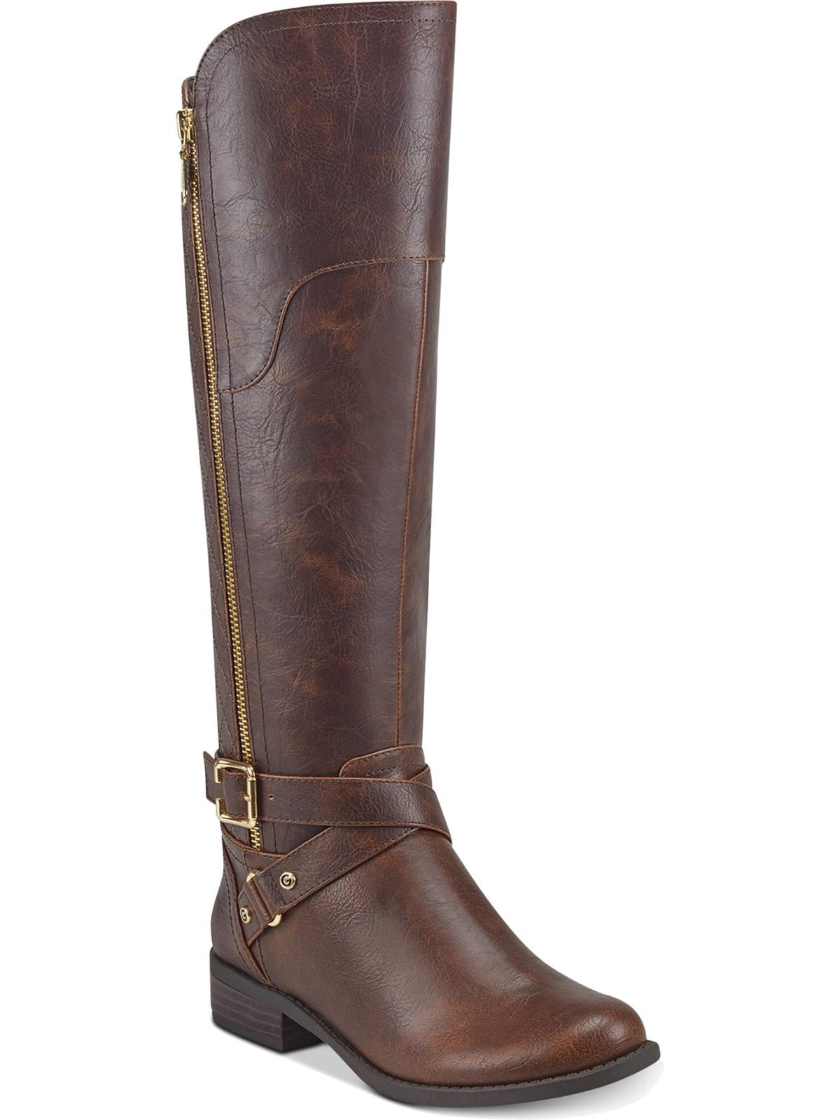 Botas de montaria Guss Haydin Faux Leather para mulheres, marrom, tamanho 7,5 MW