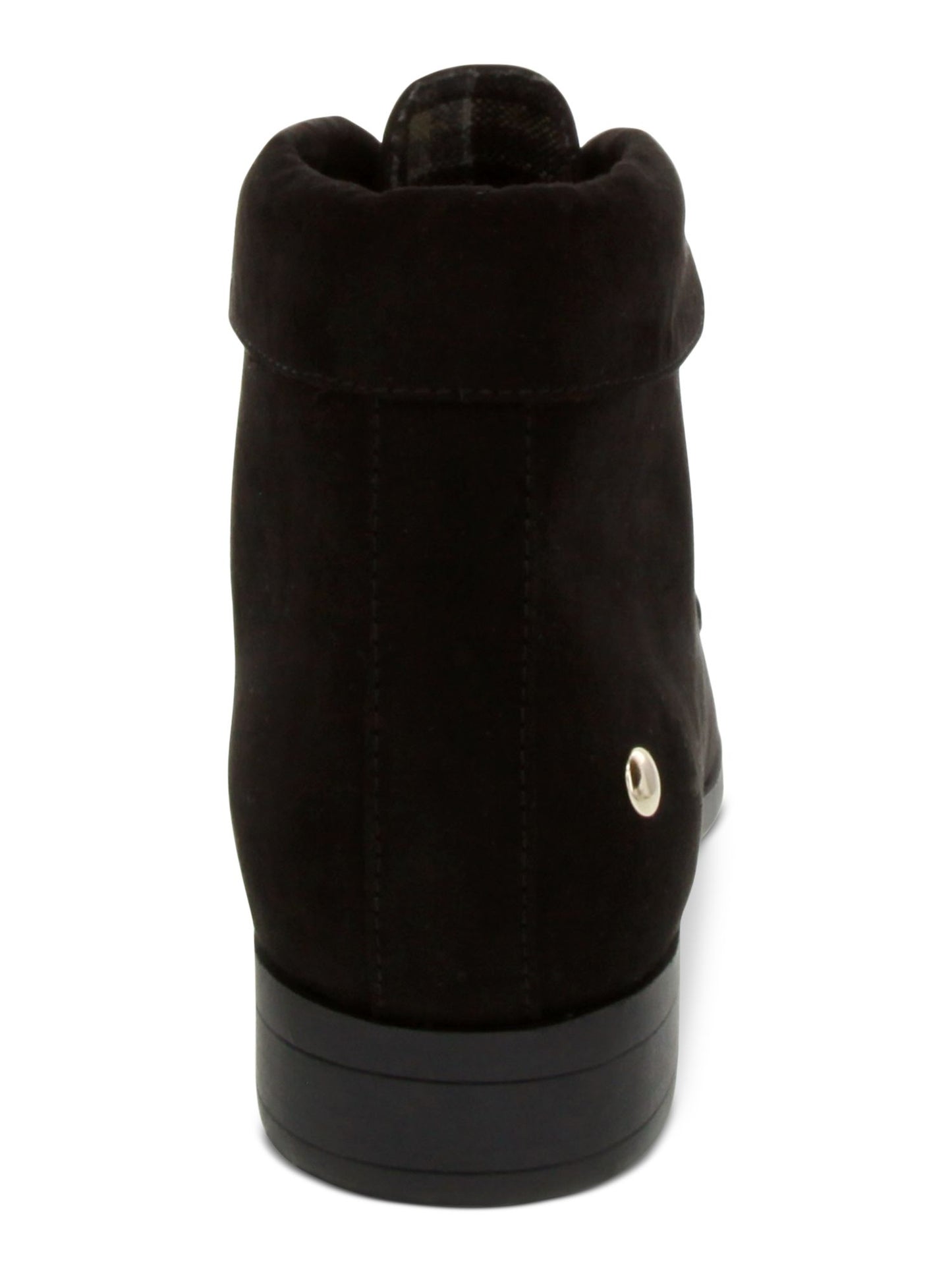 Botas femininas Charter Club com bico redondo e salto bloco, cadarço, pretas, tamanho 9,5 M