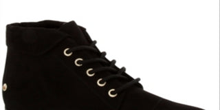 Botas femininas Charter Club com bico redondo e salto bloco, cadarço, pretas, tamanho 9,5 M