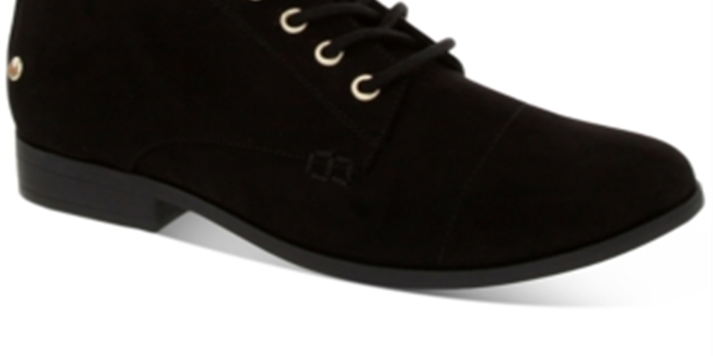 Botas femininas Charter Club com bico redondo e salto bloco, cadarço, pretas, tamanho 9,5 M