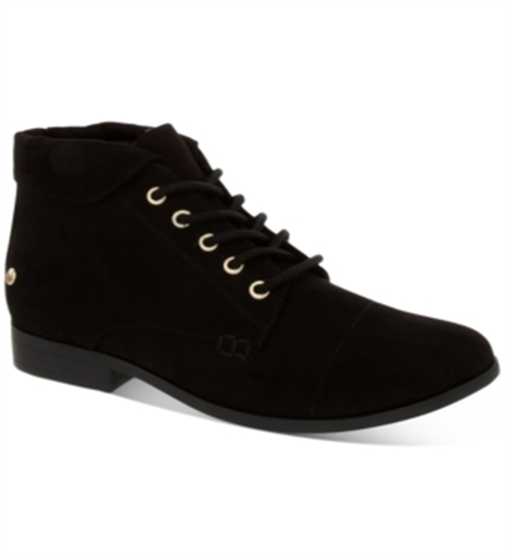 Botas femininas Charter Club Crissie com cadarço, casuais, pretas, tamanho 7,5 M