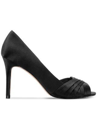 Nina Women's Crisscross Straps Padded Pleated Comfort Rhiyana Round Toe Stiletto Slip on Leather Dress Pumps Black Size 9.5 M