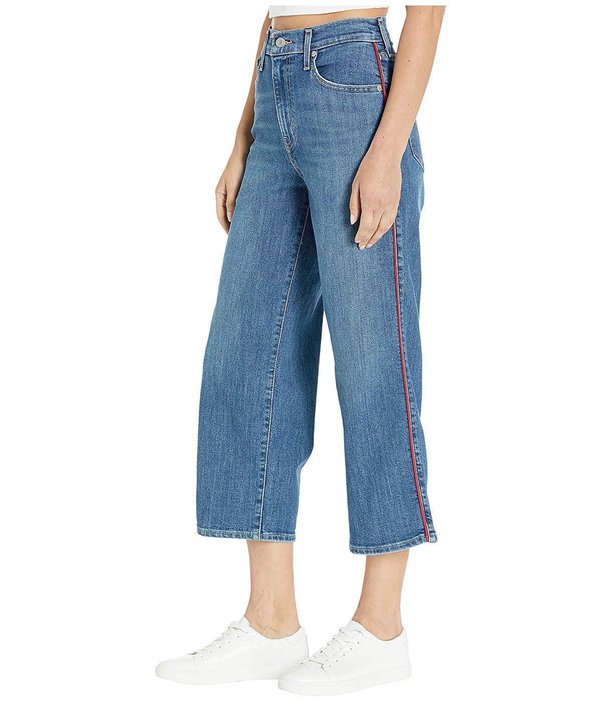 Calça jeans curta Levi's Mile High Wide Leg Feminina Azul Tamanho 28X25