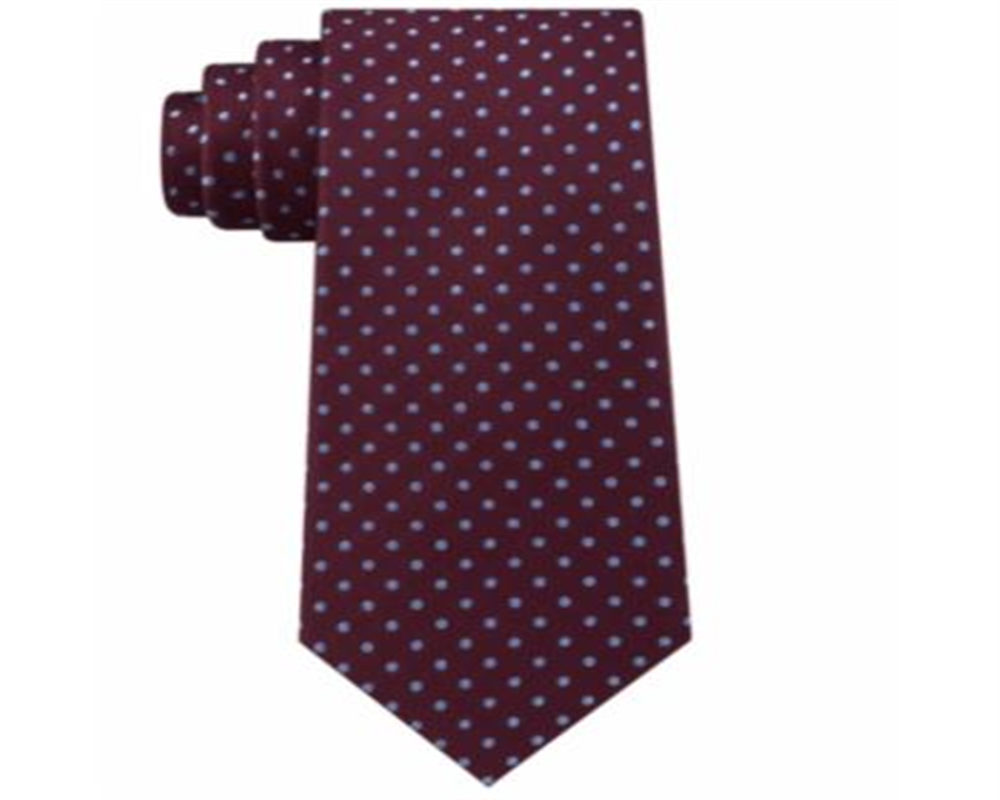 Gravata de seda masculina Tommy Hilfiger com bolinhas - Borgonha, tamanho único