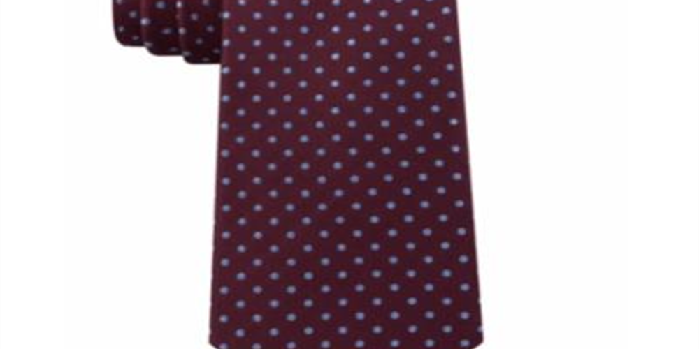 Gravata de seda masculina Tommy Hilfiger com bolinhas - Borgonha, tamanho único